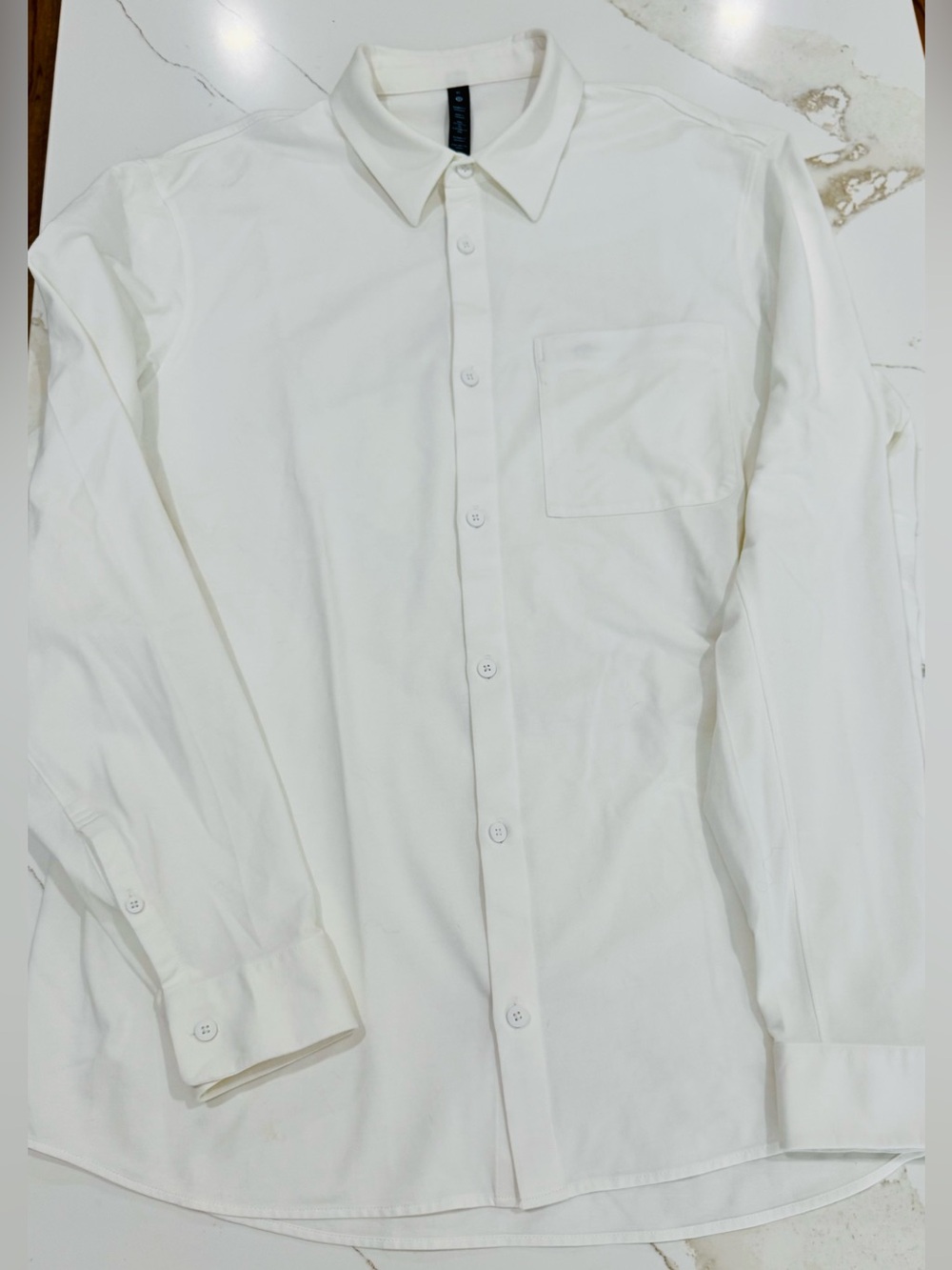 NEW lululemon athletica Men's White Long-Sleeve Button-Up Polo Shirt XL